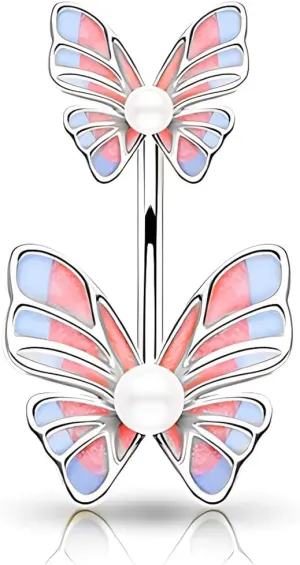 1 Pcs Belly Button Rings for Women Diamond Belly Rings Stainless Surgical Steel Reverse Piercing Belly Ring Butterfly Designs Spring Summer Navel Piercing Jewelry