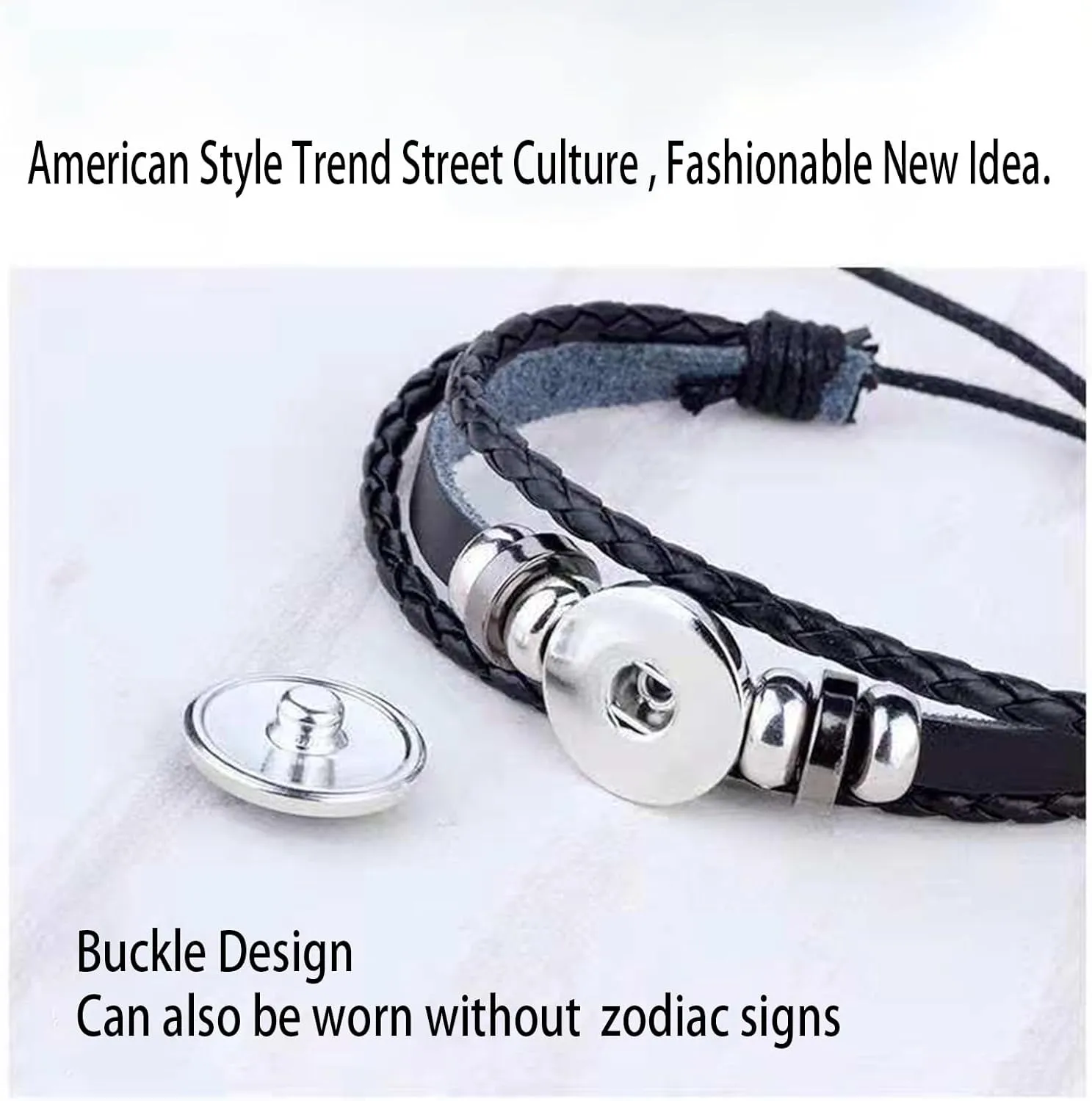 12 Zodiac Leather Adjustable Bracelets Spirit Constellation Zodiac Bracelets Guardian Bracelet Gifts for Constellation Lovers