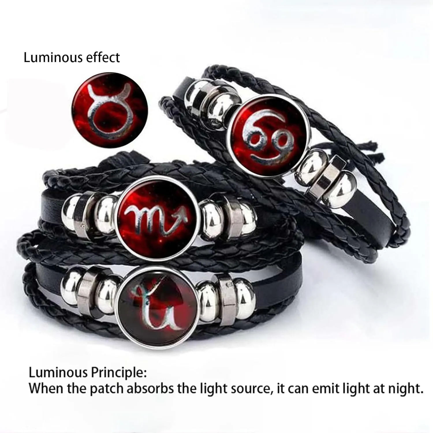 12 Zodiac Leather Adjustable Bracelets Spirit Constellation Zodiac Bracelets Guardian Bracelet Gifts for Constellation Lovers