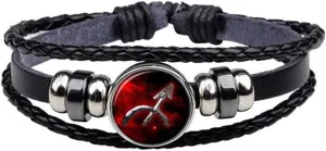 12 Zodiac Leather Adjustable Bracelets Spirit Constellation Zodiac Bracelets Guardian Bracelet Gifts for Constellation Lovers