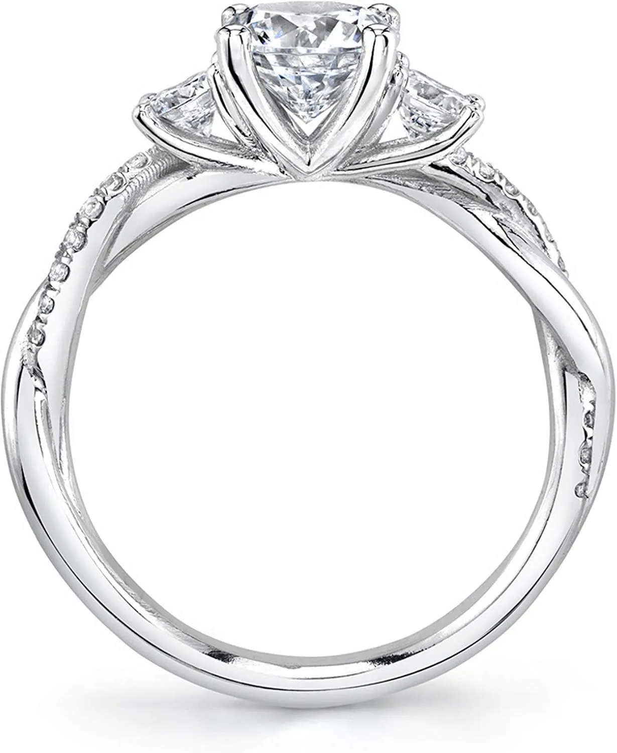 1.48 Carat 3 Stone Moissanite Engagement Rings for women Moissanite Rings Platinum Plated Silver rings