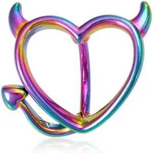 14G Devil Heart Reverse Belly Button Rings - 316L Stainless Steel Navel Rings - Curved Barbell Minimalist Belly Piercing Jewelry