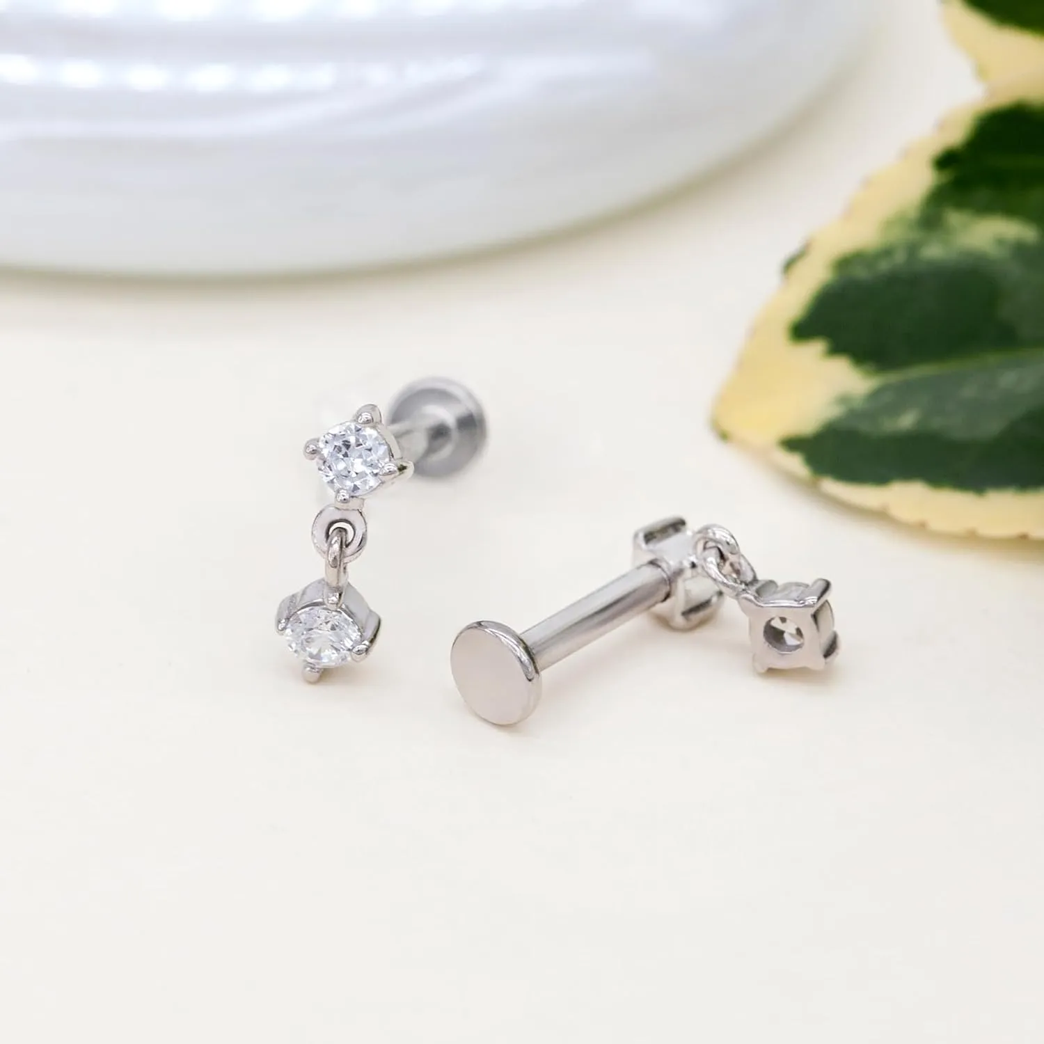 14K Gold Cartilage Earring Stud - Helix 16G Flat Back Top Push in Tragus Rook Piercing Jewelry - Threadless Labret Gold Medusa for Women Men