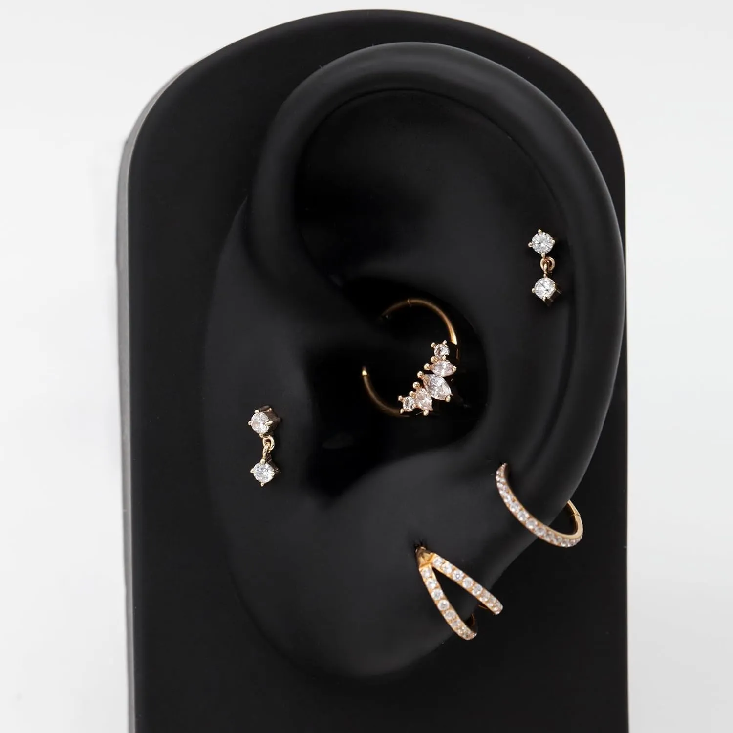 14K Gold Cartilage Earring Stud - Helix 16G Flat Back Top Push in Tragus Rook Piercing Jewelry - Threadless Labret Gold Medusa for Women Men