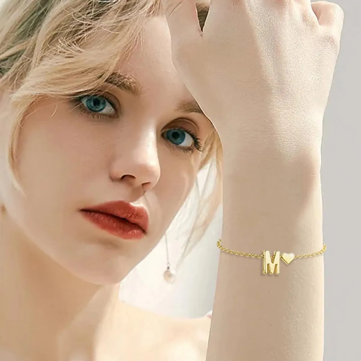 14K Gold Dainty Initial Bracelets for Women Gold Plated Letter Chain Link Anklet Bracelets Personalized Trendy Cute Simple Adjustable Stackable Name Charm Bracelets Jewelry Gifts