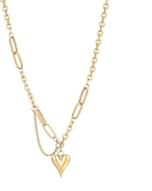 14k Gold Heart Necklaces for Women, Dainty Puffy Heart Stainless Steel Silver Choker Necklaces for Women, Uncommon James Paperclip Heart Necklace Aesthetic Jewelry