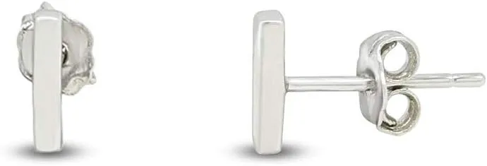 14K Gold Plated 925 Sterling Silver Post Dainty Mini Bar Stud Earrings for womens