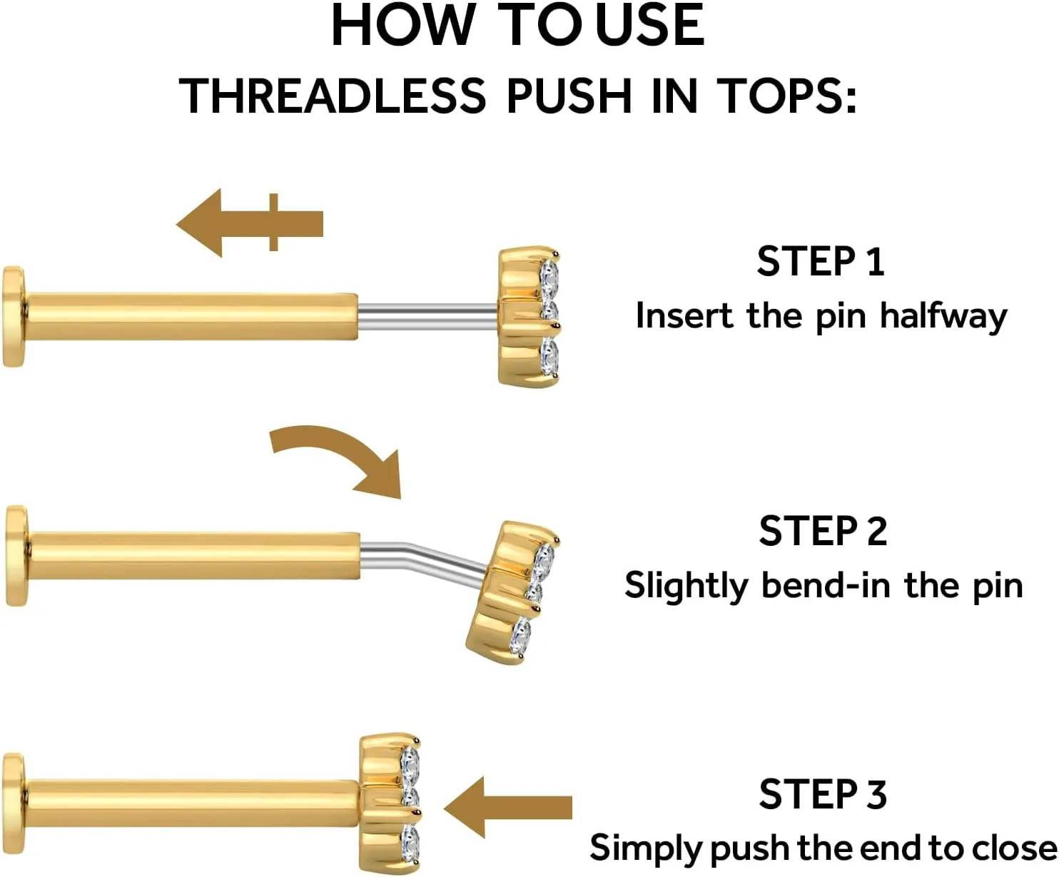 14K Yellow/White/Rose Gold Cartilage Earring Top Push in 1 Pcs Threadless Flower Flat Back Stud Nose Stud Lip Ring 16G Helix Tragus Piercing Jewelry for Women 6mm 8mm