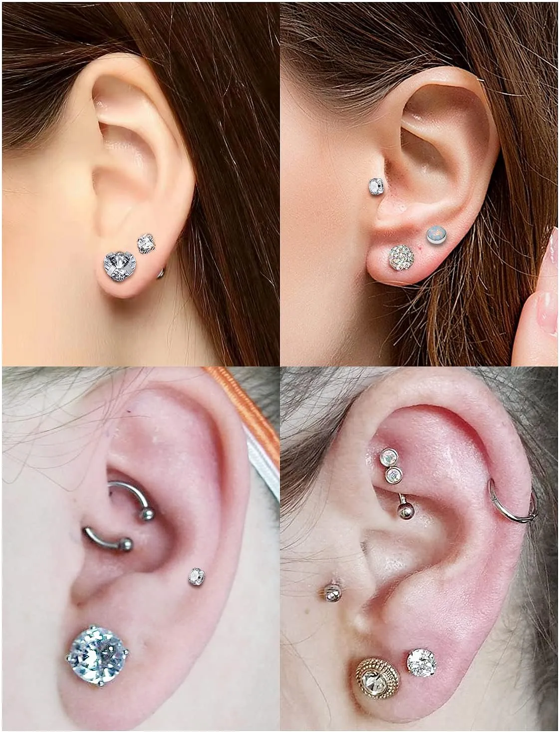 16G Lip Rings Surgical Stainless Steel Labret Jewelry Medusa Monroe Snake Bite Lip Ring Piercing Jewelry Tragus Helix Cartilage Forward Earrings Piercing Jewelry for Women Men Silver