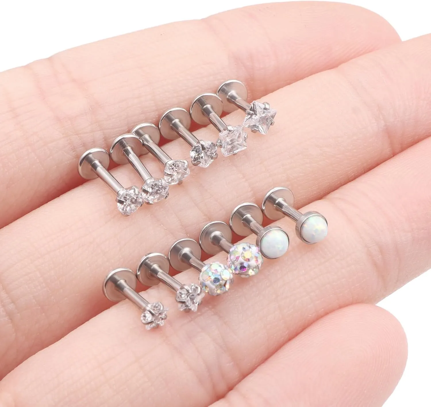 16G Lip Rings Surgical Stainless Steel Labret Jewelry Medusa Monroe Snake Bite Lip Ring Piercing Jewelry Tragus Helix Cartilage Forward Earrings Piercing Jewelry for Women Men Silver