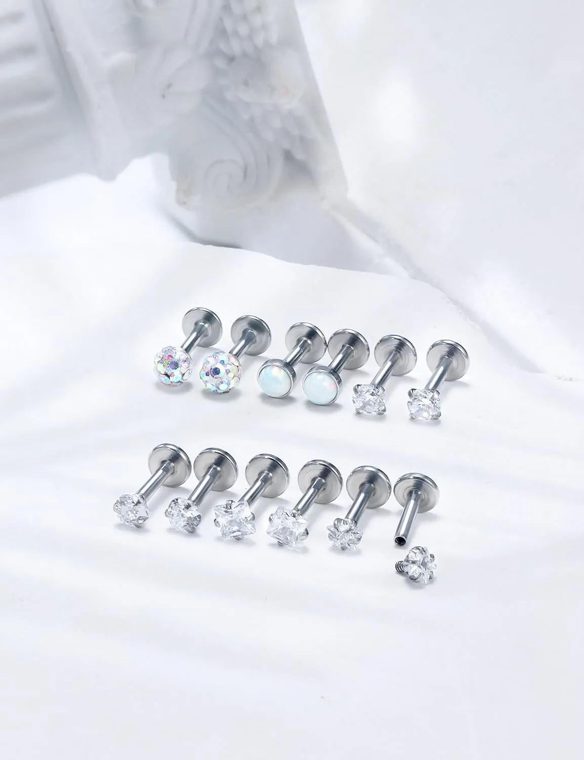 16G Lip Rings Surgical Stainless Steel Labret Jewelry Medusa Monroe Snake Bite Lip Ring Piercing Jewelry Tragus Helix Cartilage Forward Earrings Piercing Jewelry for Women Men Silver