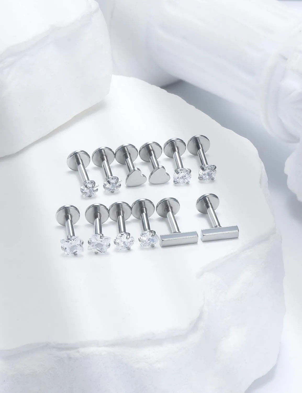 16G Lip Rings Surgical Stainless Steel Labret Jewelry Medusa Monroe Snake Bite Lip Ring Piercing Jewelry Tragus Helix Cartilage Forward Earrings Piercing Jewelry for Women Men Silver