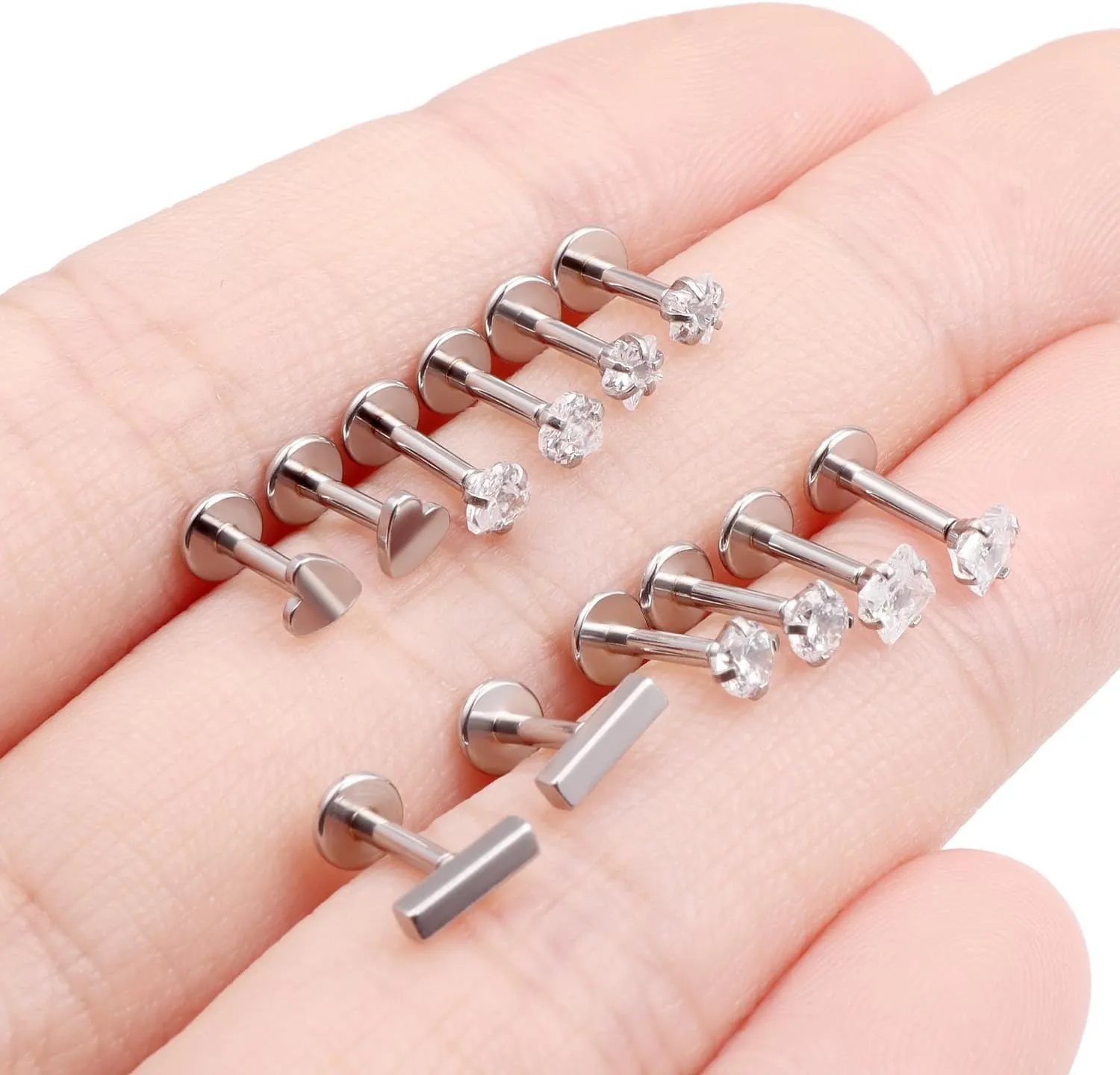 16G Lip Rings Surgical Stainless Steel Labret Jewelry Medusa Monroe Snake Bite Lip Ring Piercing Jewelry Tragus Helix Cartilage Forward Earrings Piercing Jewelry for Women Men Silver