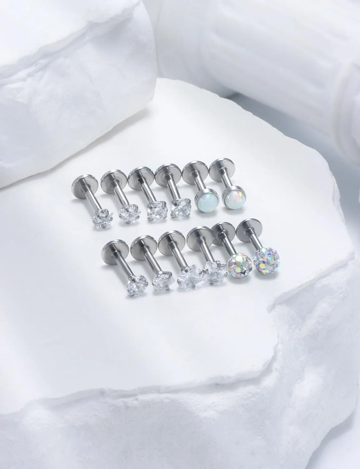 16G Lip Rings Surgical Stainless Steel Labret Jewelry Medusa Monroe Snake Bite Lip Ring Piercing Jewelry Tragus Helix Cartilage Forward Earrings Piercing Jewelry for Women Men Silver