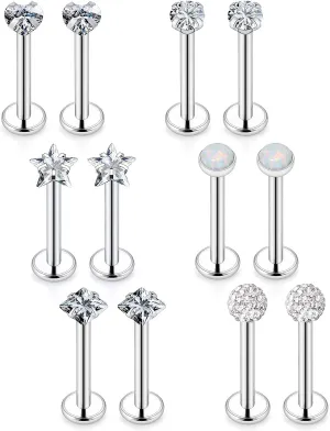 16G Lip Rings Surgical Stainless Steel Labret Jewelry Medusa Monroe Snake Bite Lip Ring Piercing Jewelry Tragus Helix Cartilage Forward Earrings Piercing Jewelry for Women Men Silver