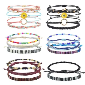 18 Pcs Boho Surfer Bracelet Anklet Adjustable Beaded Anklets Handmade Braided Bracelet Colorful Anklet Summer String Rope Friendship Bracelets Waterproof Beach Bracelet Boho Jewelry for Women Men