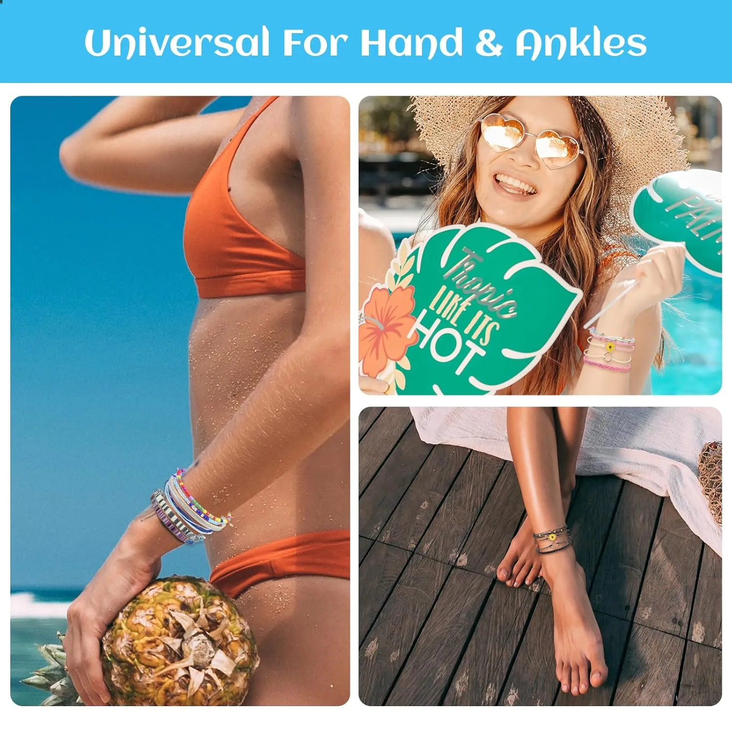 18 Pcs Boho Surfer Bracelet Anklet Adjustable Beaded Anklets Handmade Braided Bracelet Colorful Anklet Summer String Rope Friendship Bracelets Waterproof Beach Bracelet Boho Jewelry for Women Men