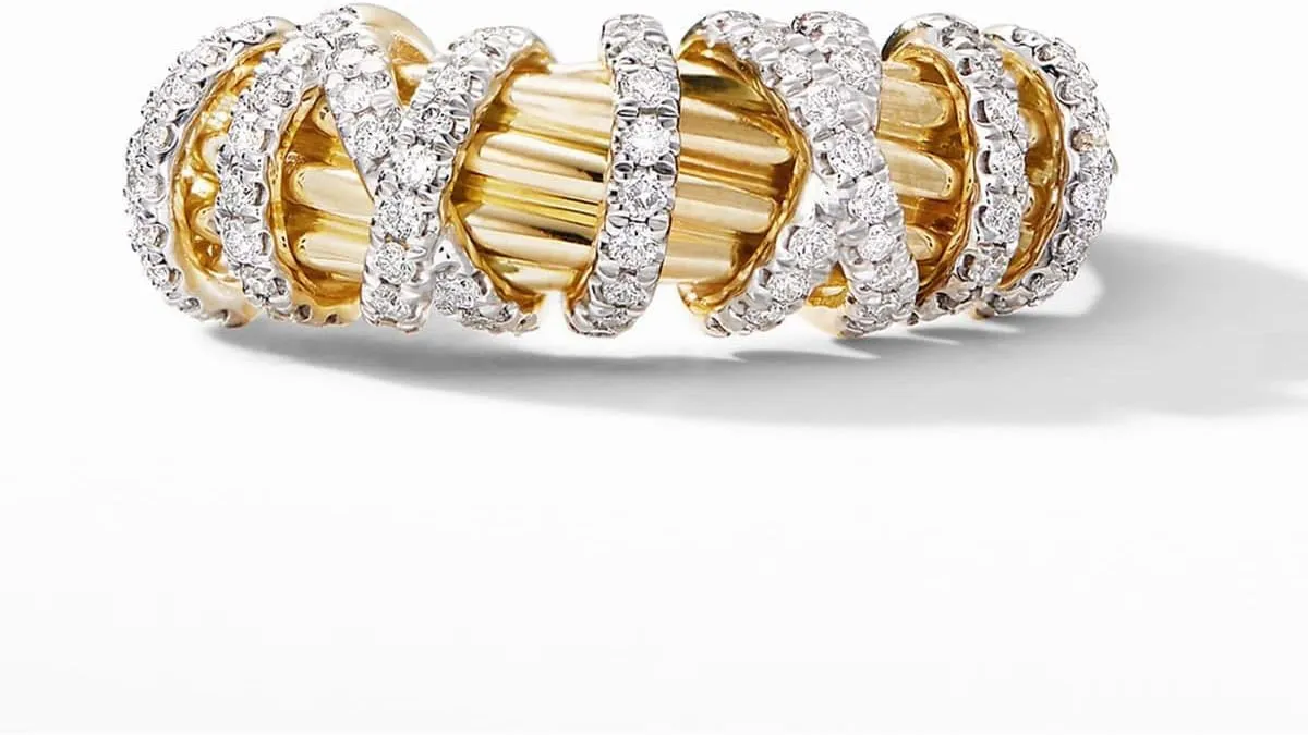 18k gold geometric line women's ring fashionable and personalized set with small diamond alloy ring style, line temperament, CZ zircon unique ring