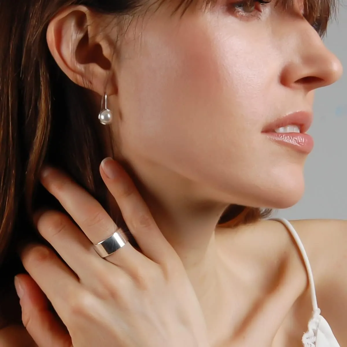 18K Gold or 925 Sterling Silver Plated Wide Ring - Hypoallergenic Simple Chunky Band Rings for Women, Made in the USA