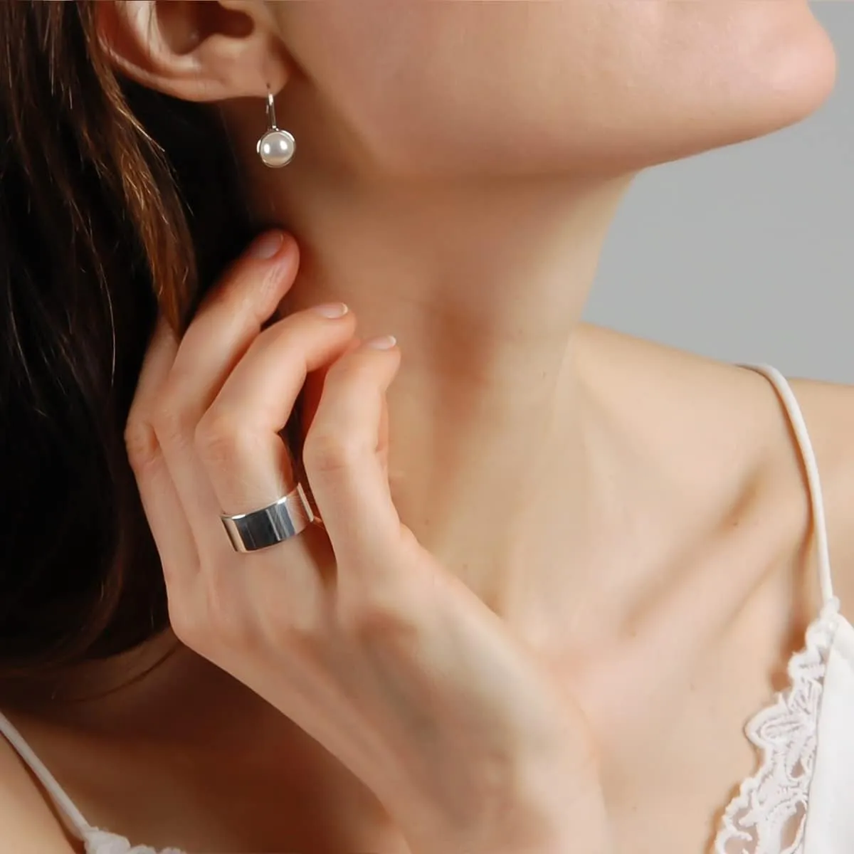 18K Gold or 925 Sterling Silver Plated Wide Ring - Hypoallergenic Simple Chunky Band Rings for Women, Made in the USA