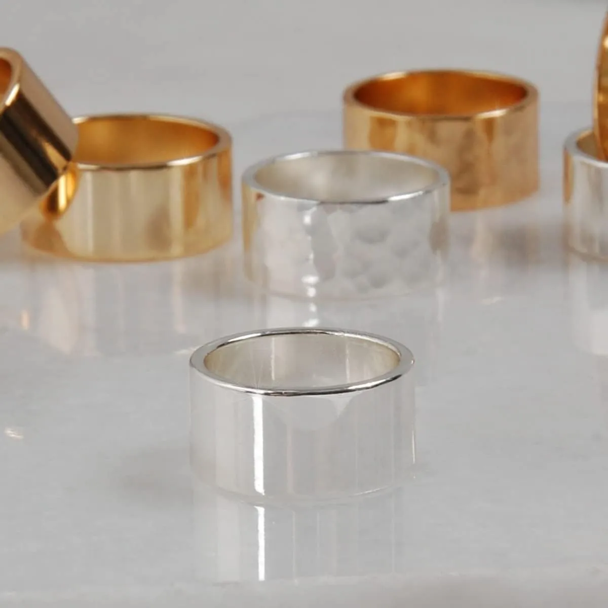 18K Gold or 925 Sterling Silver Plated Wide Ring - Hypoallergenic Simple Chunky Band Rings for Women, Made in the USA