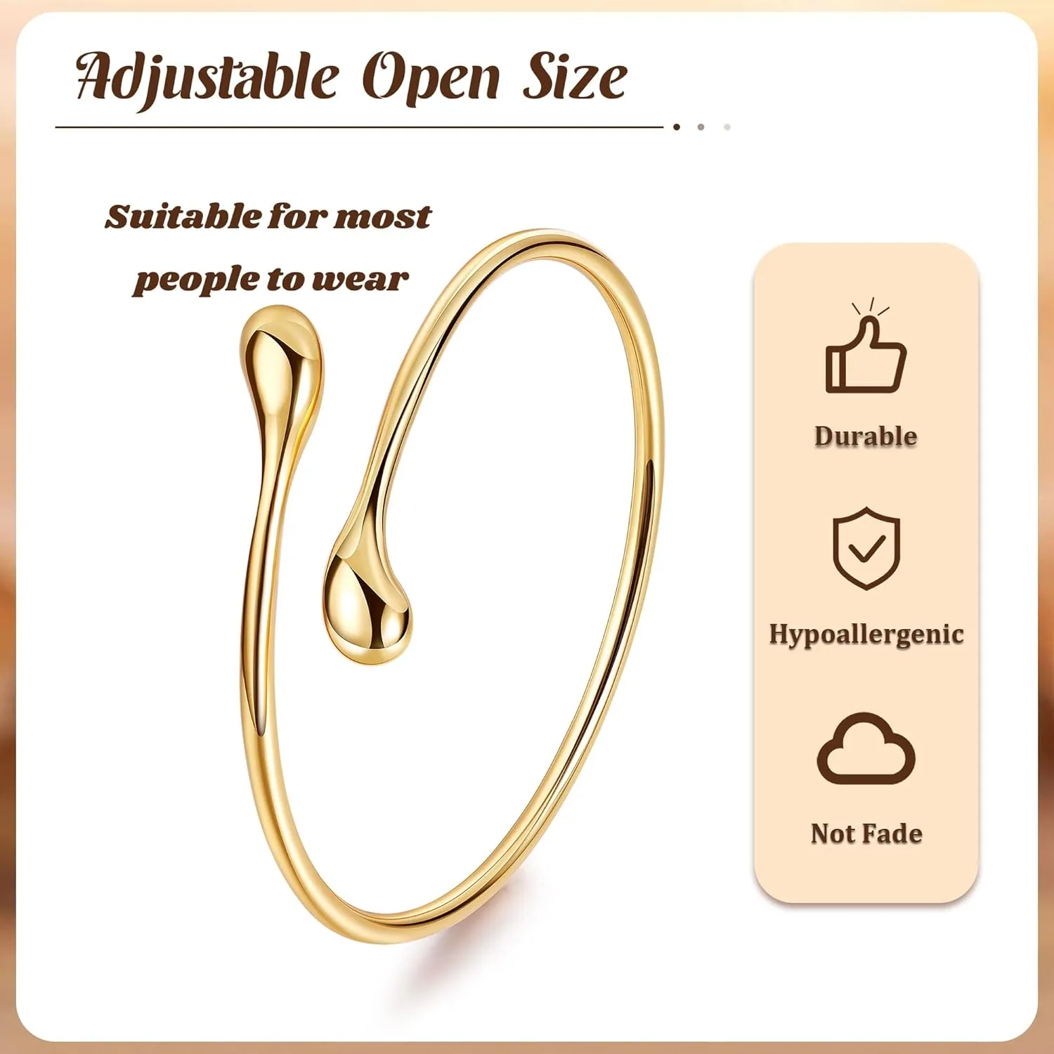 18K Gold Plated Cuff Bracelets for Women Open Adjustable Gold Cuff Bangle Bracelets Thick Hammered Wrist Cuff Bracelets Thin Minimalist Gold Cuff Bracelet