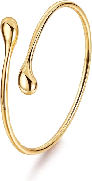 18K Gold Plated Cuff Bracelets for Women Open Adjustable Gold Cuff Bangle Bracelets Thick Hammered Wrist Cuff Bracelets Thin Minimalist Gold Cuff Bracelet
