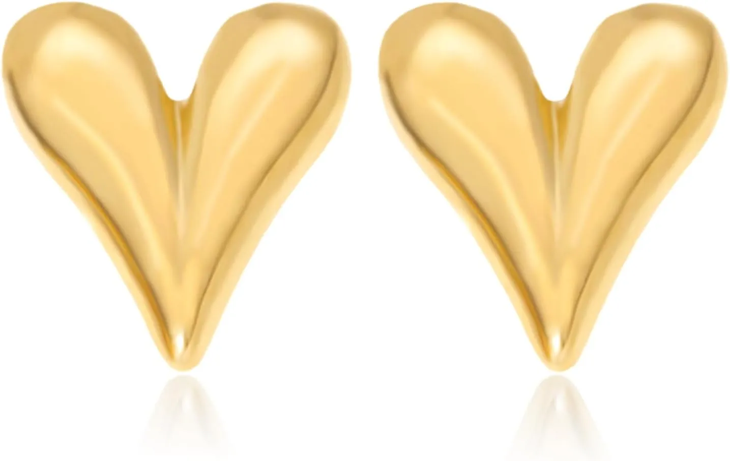 18k Gold/Silver Plated Heart Stud Earrings, Chunky Small Heart Stud Earrings Cute Dainty Heart Shaped Earrings Small Dainty Stud Earrings For Women Trendy Earrings