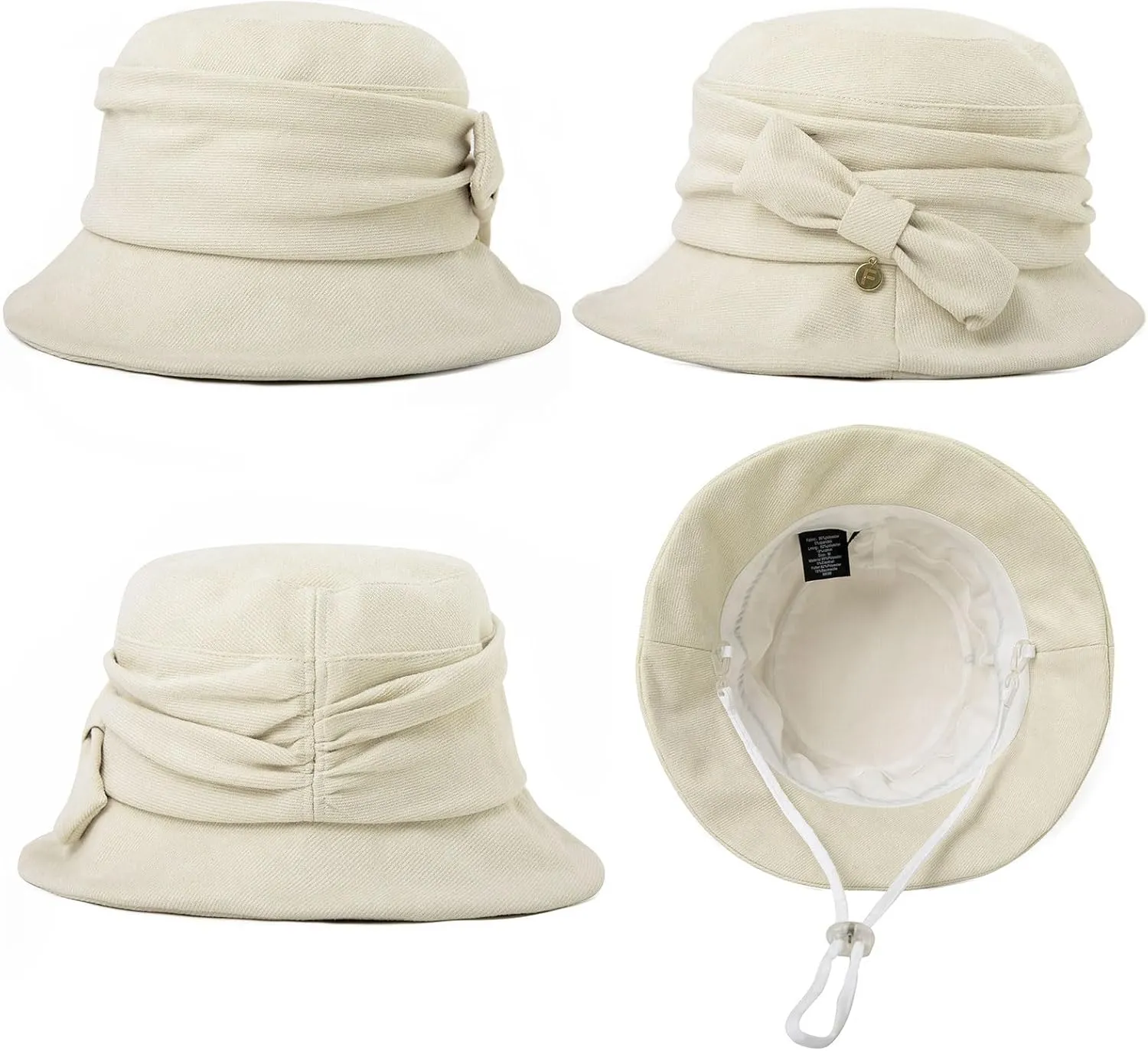 1920S Vintage Cloche Bucket Hat Packable Ladies Church Derby Party Fashion Floopy Winter 55-64CM