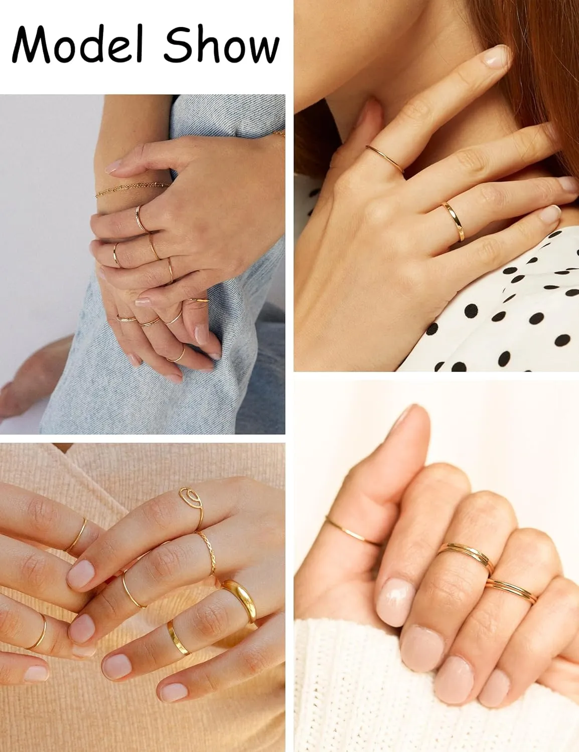 1mm S925 Sterling Silver Rings for Women Non Tarnish 14K Gold Filled Thin Stackable Thumb Rings Set for Men Pinky Stacking Dainty Knuckle Band Cute Ring Jewelry Gift Comfort Fit Size 6 to 10