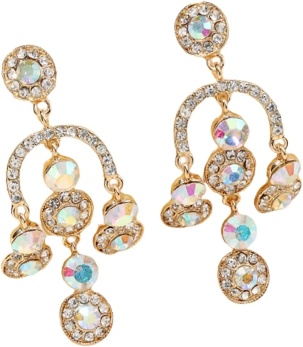 1pair Elegant Chandelier Earrings for Women Sparkling Rhinestone Dangle Earrings for Wedding Prom and Parties Lightweight Comfortable Fashion Jewelry for Bridal and Special