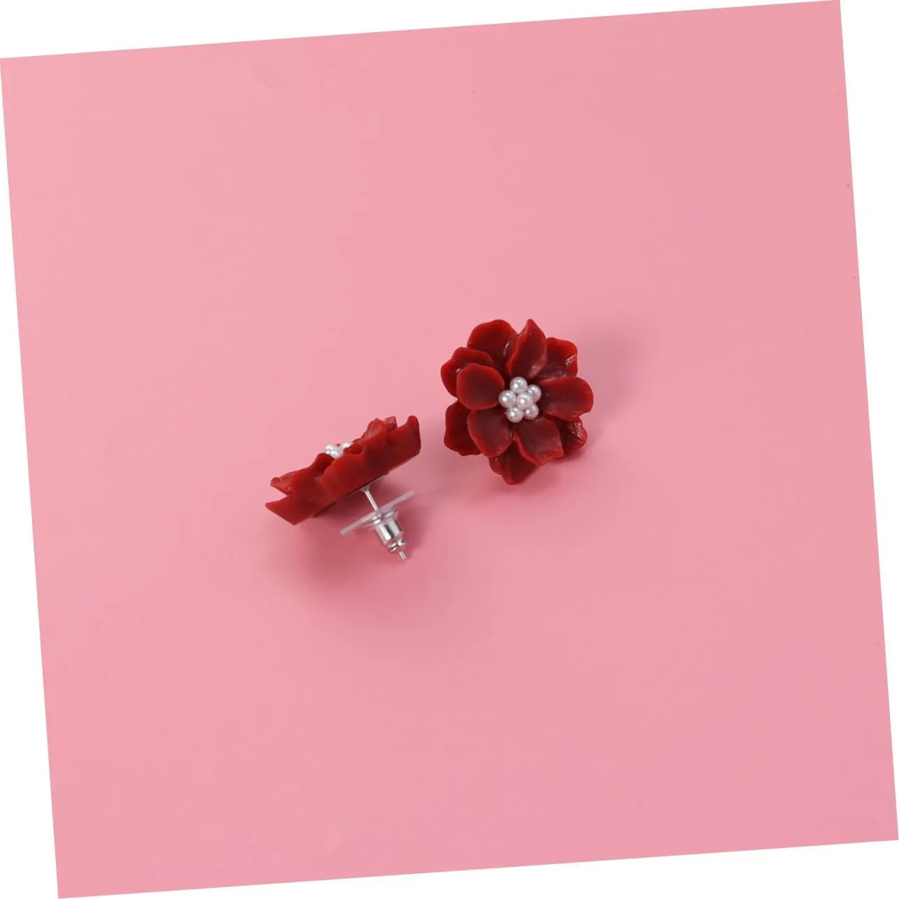 1pair Symmetrical Ear Rings Pearl Earring Crystal Flower Ear Floral Ear Studs Pearl Earings