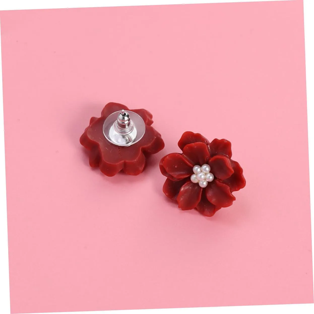 1pair Symmetrical Ear Rings Pearl Earring Crystal Flower Ear Floral Ear Studs Pearl Earings