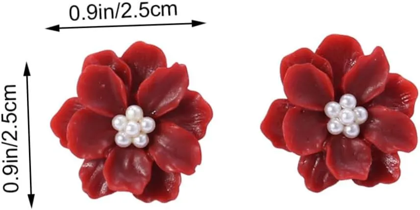 1pair Symmetrical Ear Rings Pearl Earring Crystal Flower Ear Floral Ear Studs Pearl Earings