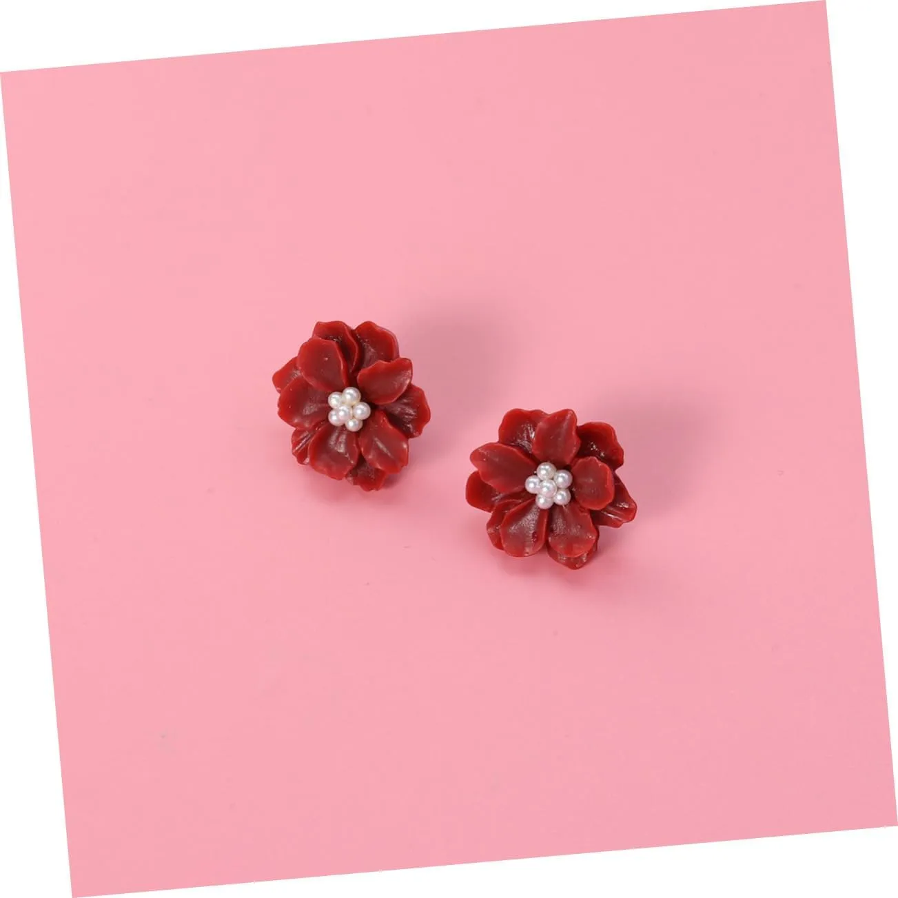 1pair Symmetrical Ear Rings Pearl Earring Crystal Flower Ear Floral Ear Studs Pearl Earings