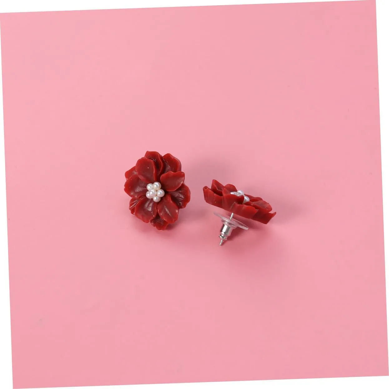 1pair Symmetrical Ear Rings Pearl Earring Crystal Flower Ear Floral Ear Studs Pearl Earings