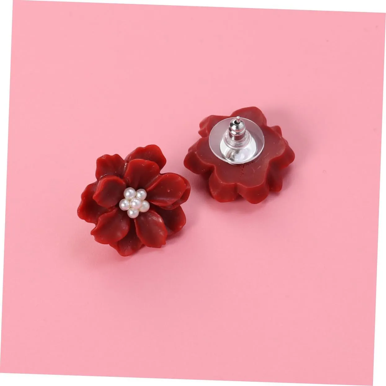1pair Symmetrical Ear Rings Pearl Earring Crystal Flower Ear Floral Ear Studs Pearl Earings