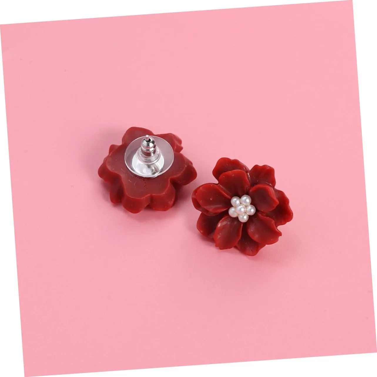 1pair Women Earrings Resin Ear Rings Symmetrical Ear Rings Small Fresh Earrings