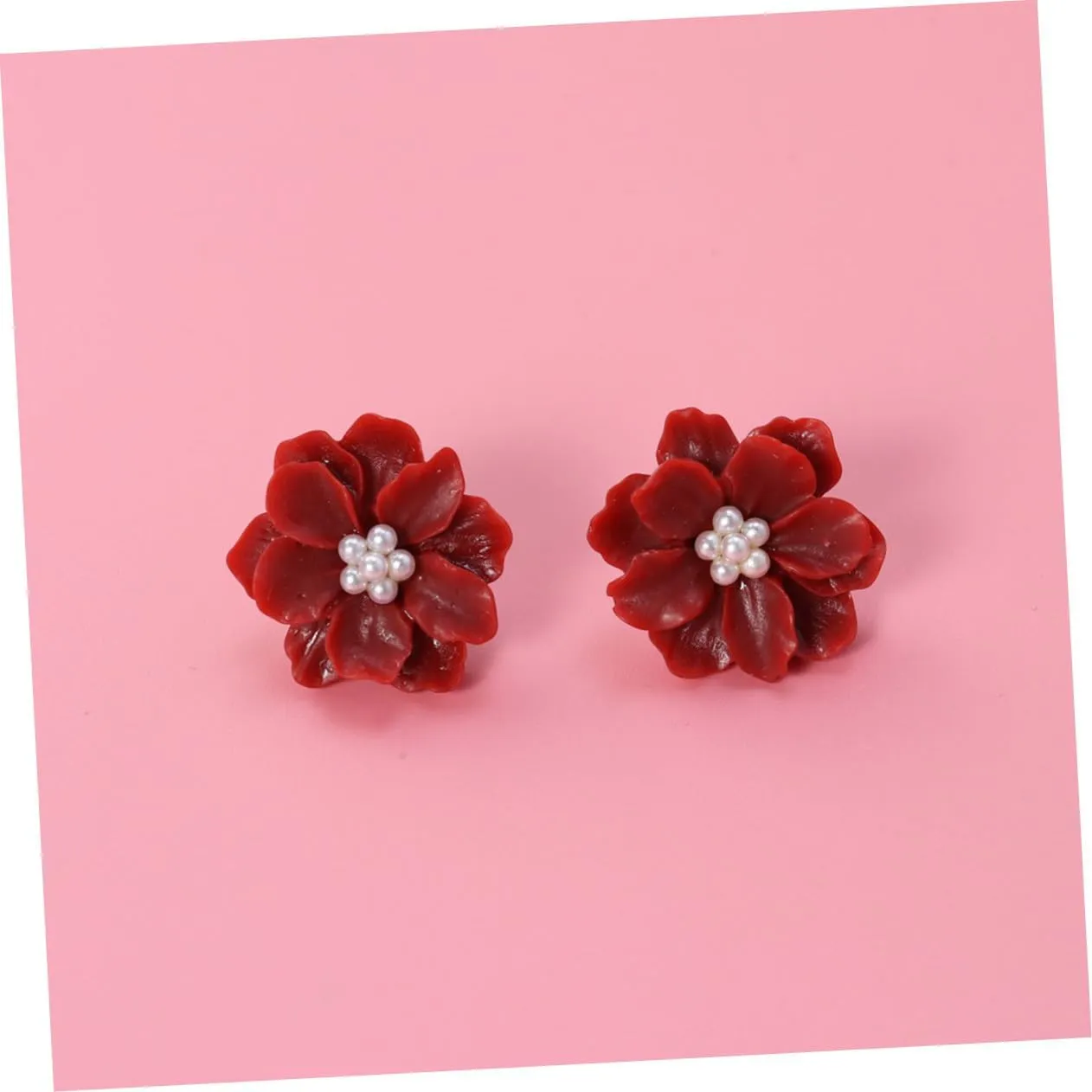 1pair Women Earrings Resin Ear Rings Symmetrical Ear Rings Small Fresh Earrings