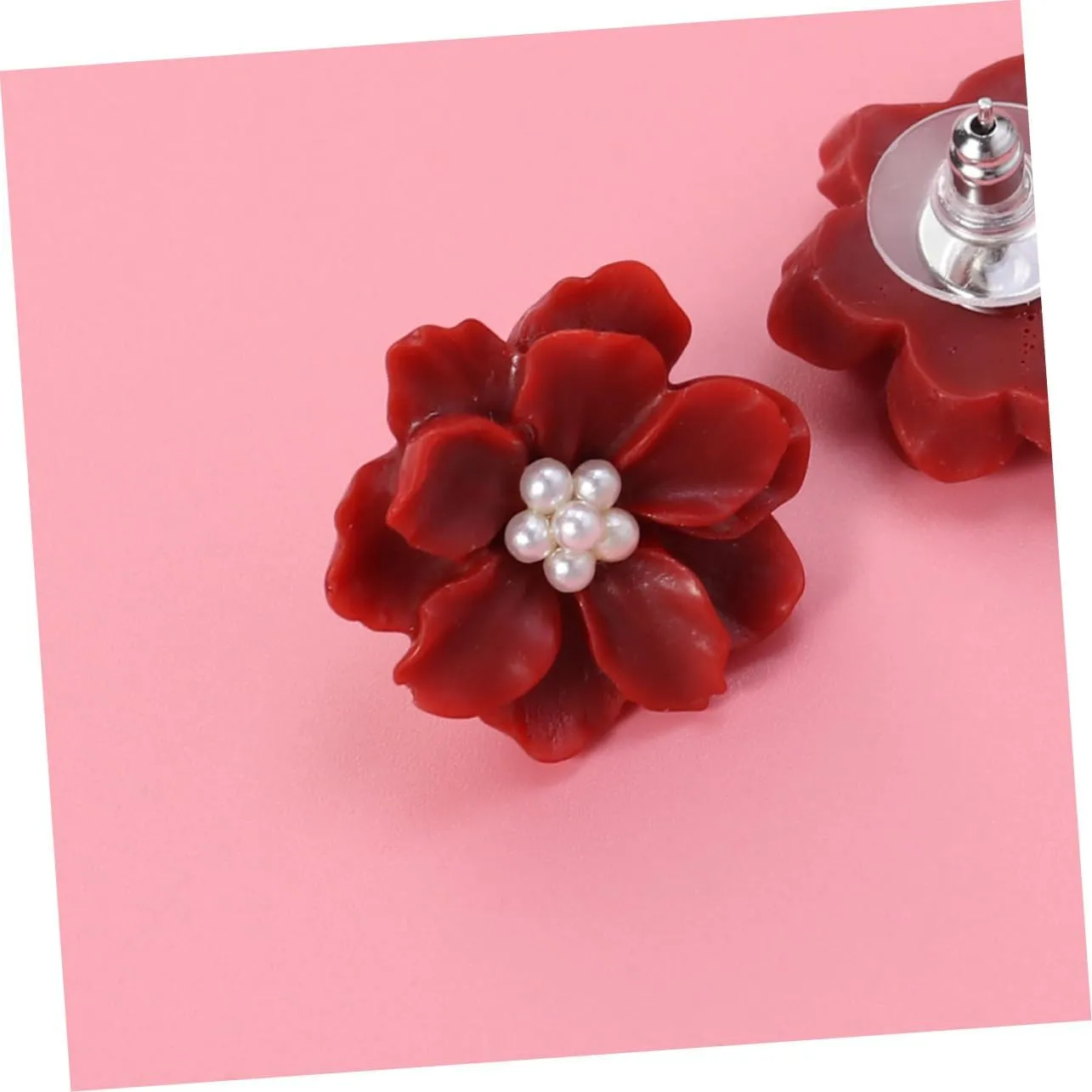 1pair Women Earrings Resin Ear Rings Symmetrical Ear Rings Small Fresh Earrings