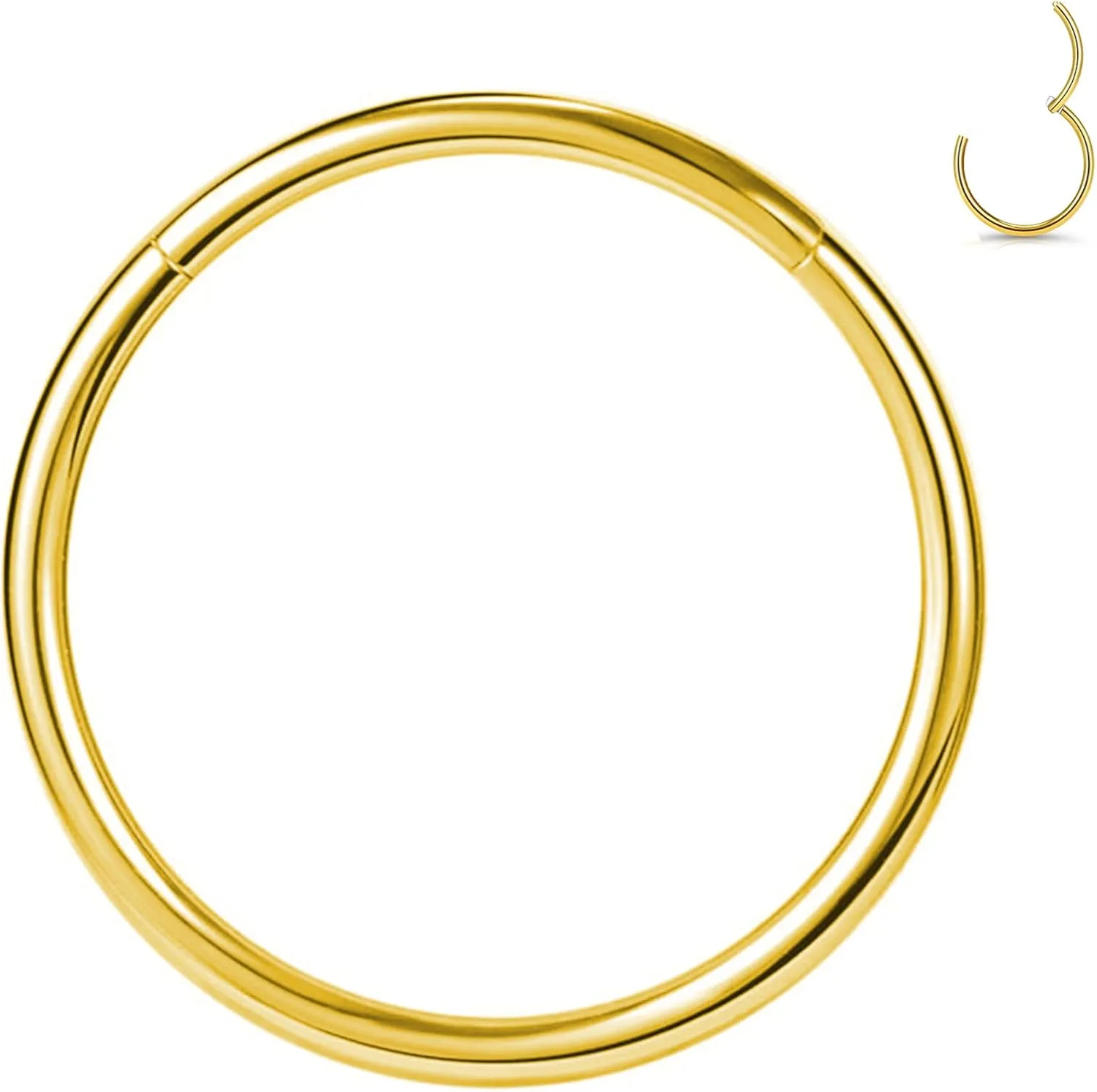 1pcs Women Men Titanium Hinged Nose Rings Hoop 20G 18G 16G Clicker Hoop for Nostril Septum Cartilage Helix Daith Tragus Rook Conch Lip Ear Lobe Piercings 6mm/7mm/8mm/9mm/10mm/12mm Silver-Gold-Rose Gold-Black