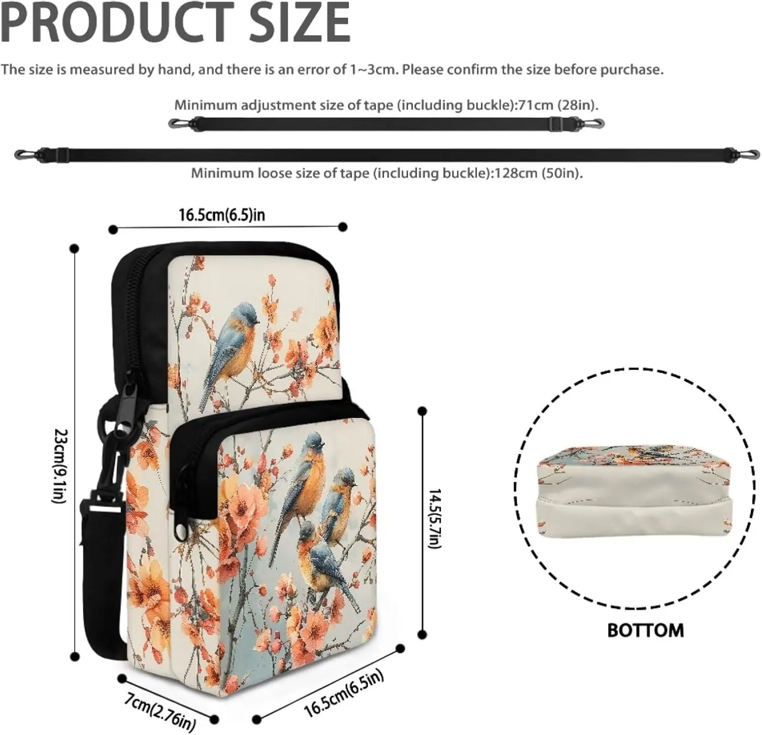 2 Layer Shoulder Bags Portable Satchel Crossbody Bag Chest Bag for Kids Girls Boys