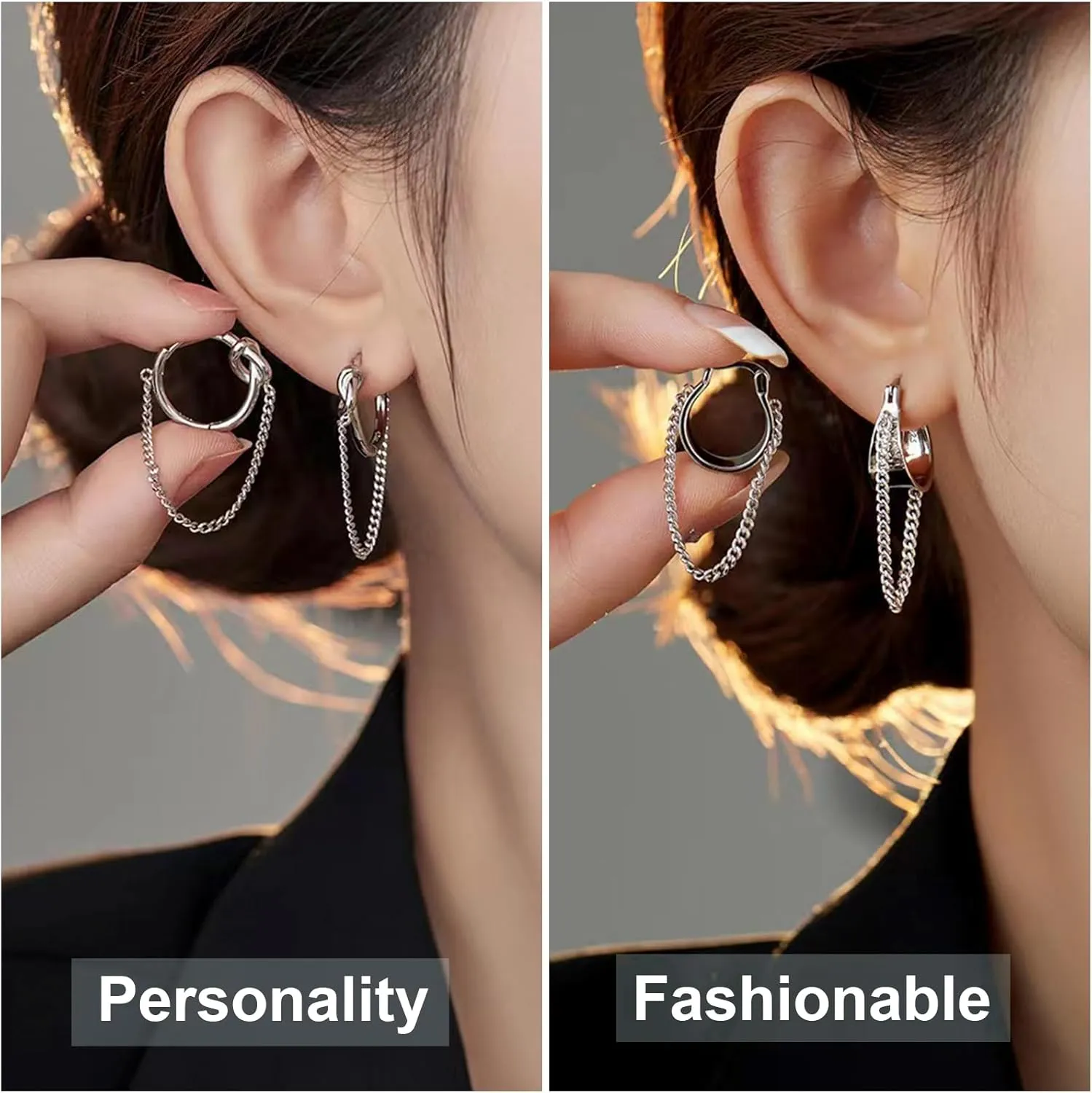 2 Pairs Gold/Silver Hoop Earrings For Women Men Set Trendy,18K Gold Plated Big/Large/Small/thin/Thick/ Chunky Zircon Huggie Hoop Earings,Western Turquoise Gemstone Dangle Hoops,Oval Twisted Statement CZ Geometric Drop Hoops,Fashion Jewelry Gift.
