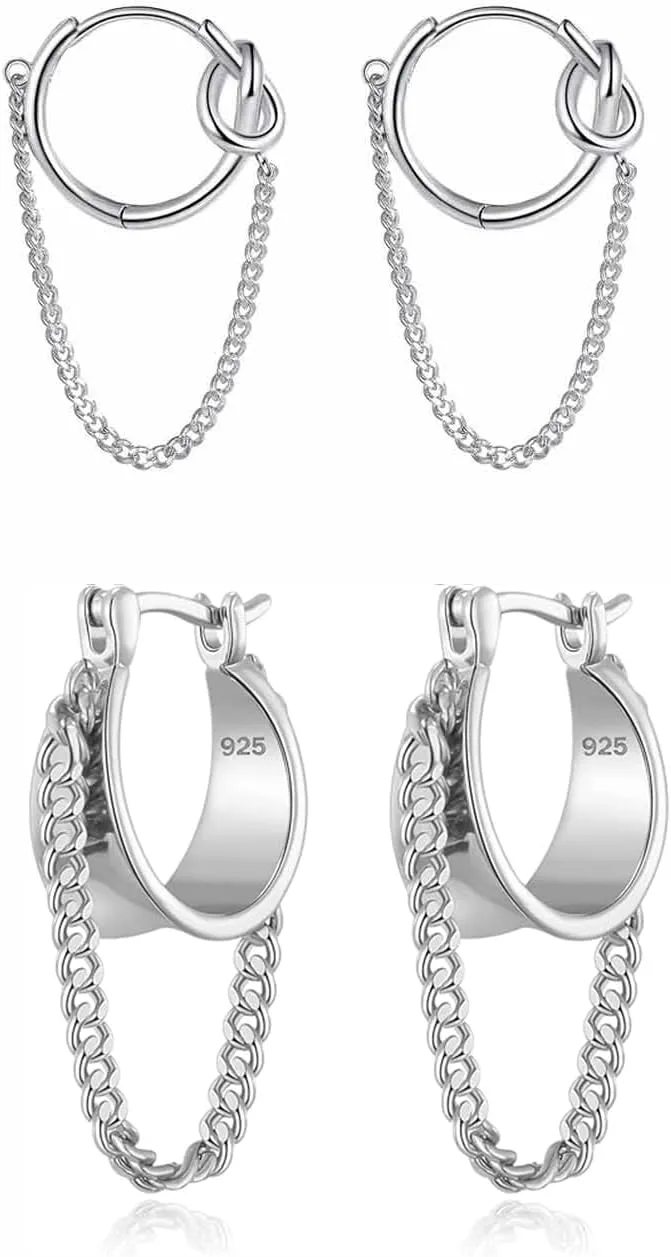 2 Pairs Gold/Silver Hoop Earrings For Women Men Set Trendy,18K Gold Plated Big/Large/Small/thin/Thick/ Chunky Zircon Huggie Hoop Earings,Western Turquoise Gemstone Dangle Hoops,Oval Twisted Statement CZ Geometric Drop Hoops,Fashion Jewelry Gift.