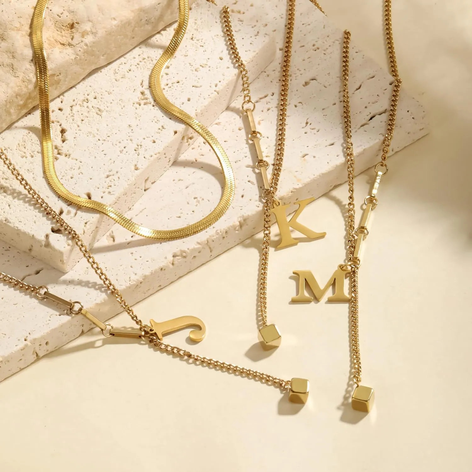 2-Pcs Initial Necklaces for Women ?C Trendy Gold Layered Necklaces Adjustable 14K Gold Plated Jewelry Y-Necklaces Gift for Her