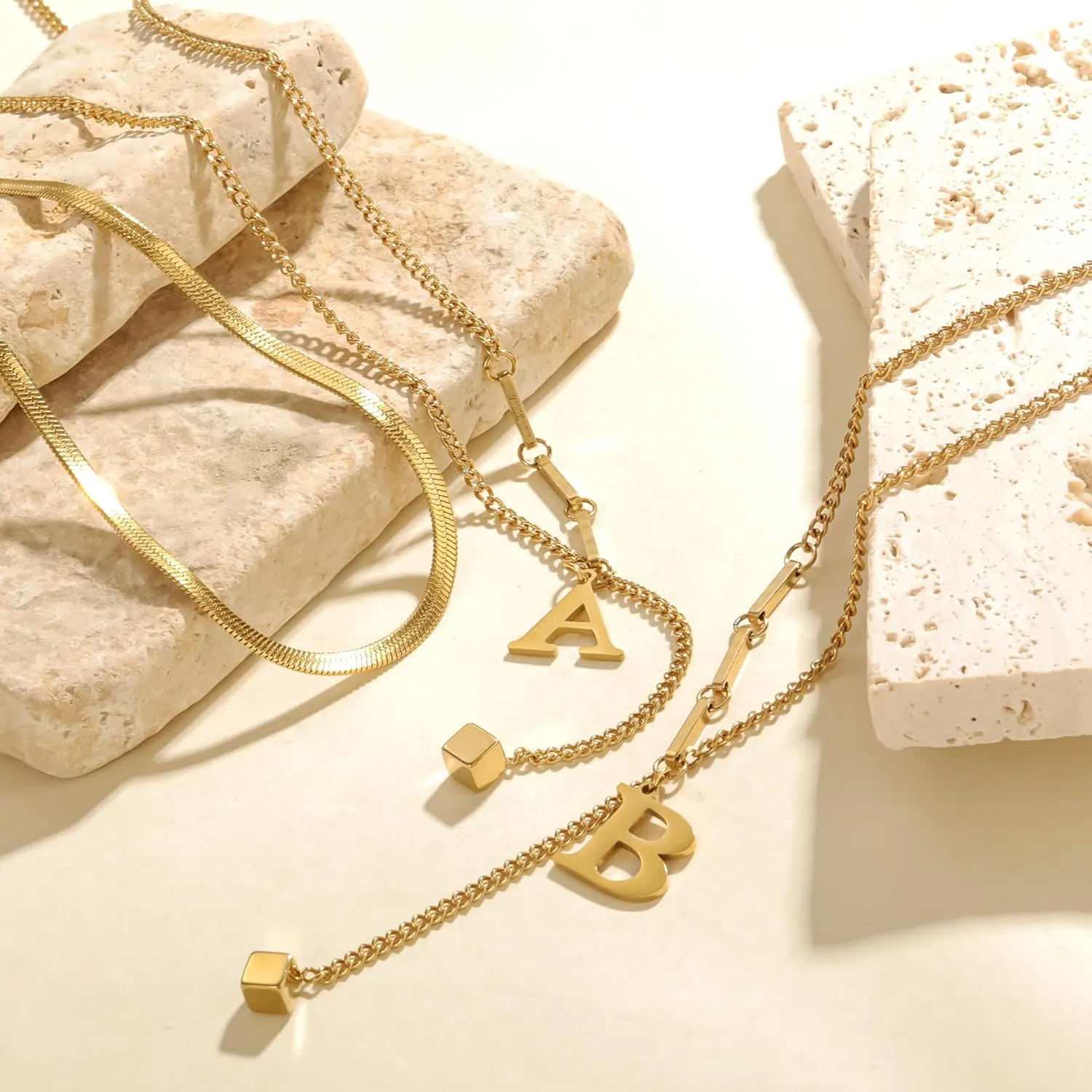 2-Pcs Initial Necklaces for Women ?C Trendy Gold Layered Necklaces Adjustable 14K Gold Plated Jewelry Y-Necklaces Gift for Her