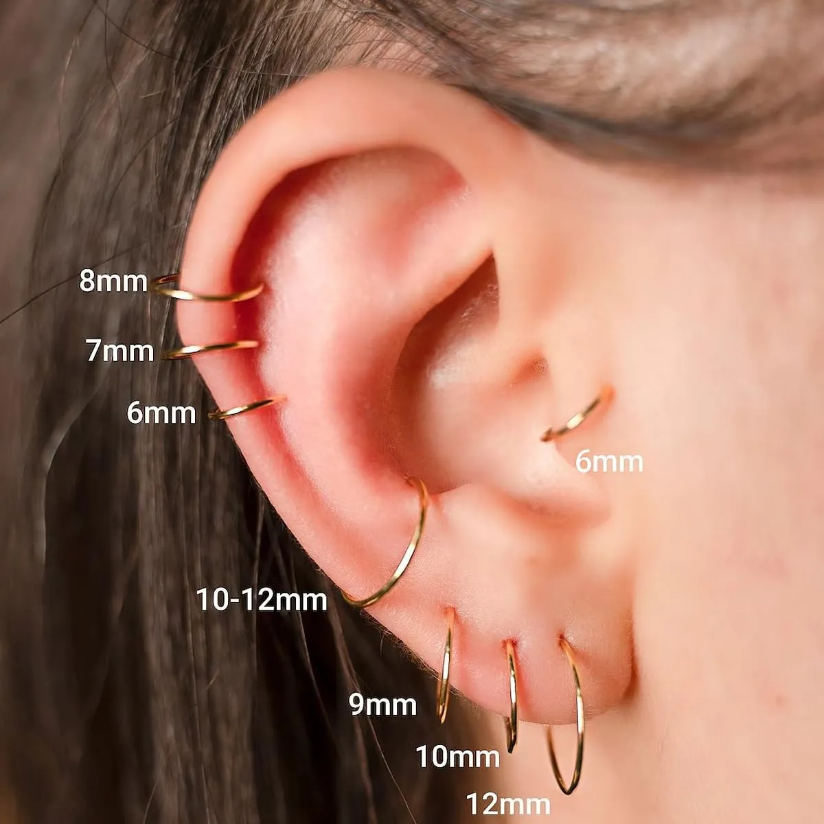 2 Pcs Nose Rings Hoops Surgical Steel 14G 16G 18G 20G Septum Rings Helix Conch Hoop Gold Silver Black Body Piercing Jewelry for Women