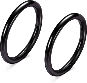 2 Pcs Nose Rings Hoops Surgical Steel 14G 16G 18G 20G Septum Rings Helix Conch Hoop Gold Silver Black Body Piercing Jewelry for Women