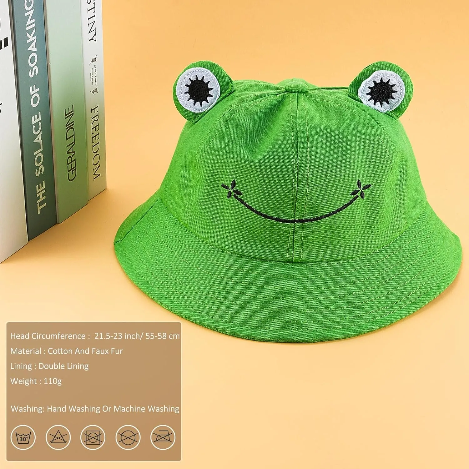 2 Pieces Frog Bucket Hat Fisherman Cotton Sun Protection Cap Wide Brim Fisherman Hat
