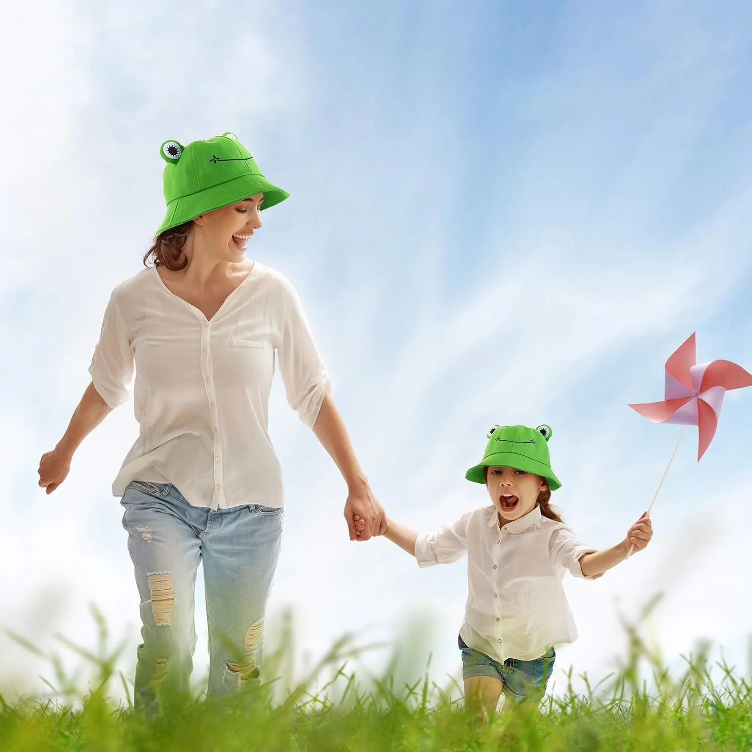 2 Pieces Frog Bucket Hat Fisherman Cotton Sun Protection Cap Wide Brim Fisherman Hat